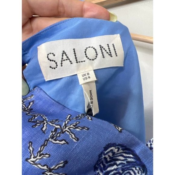 Saloni Meadow Square Neckline Shell Print Twill Cami Top Women's Blue Sz: 4 NWT - Picture 7 of 10